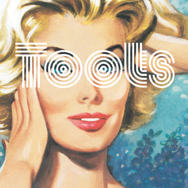 A painting of a lady with blond hair and the word Toots